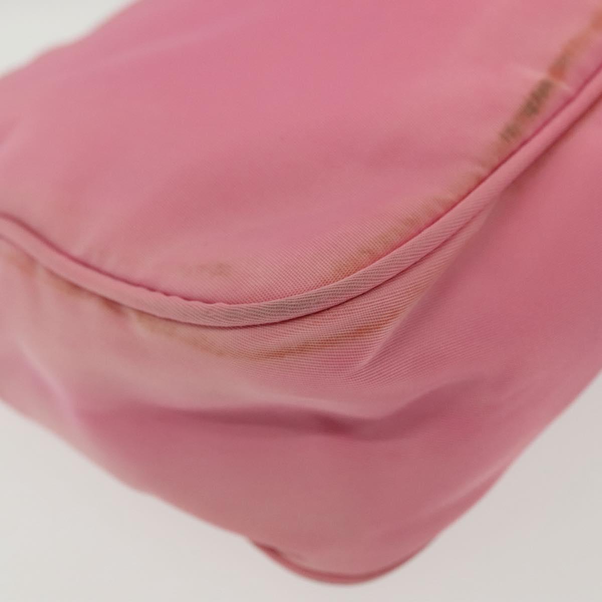 PRADA Hand Bag Nylon Pink Silver Auth 139525