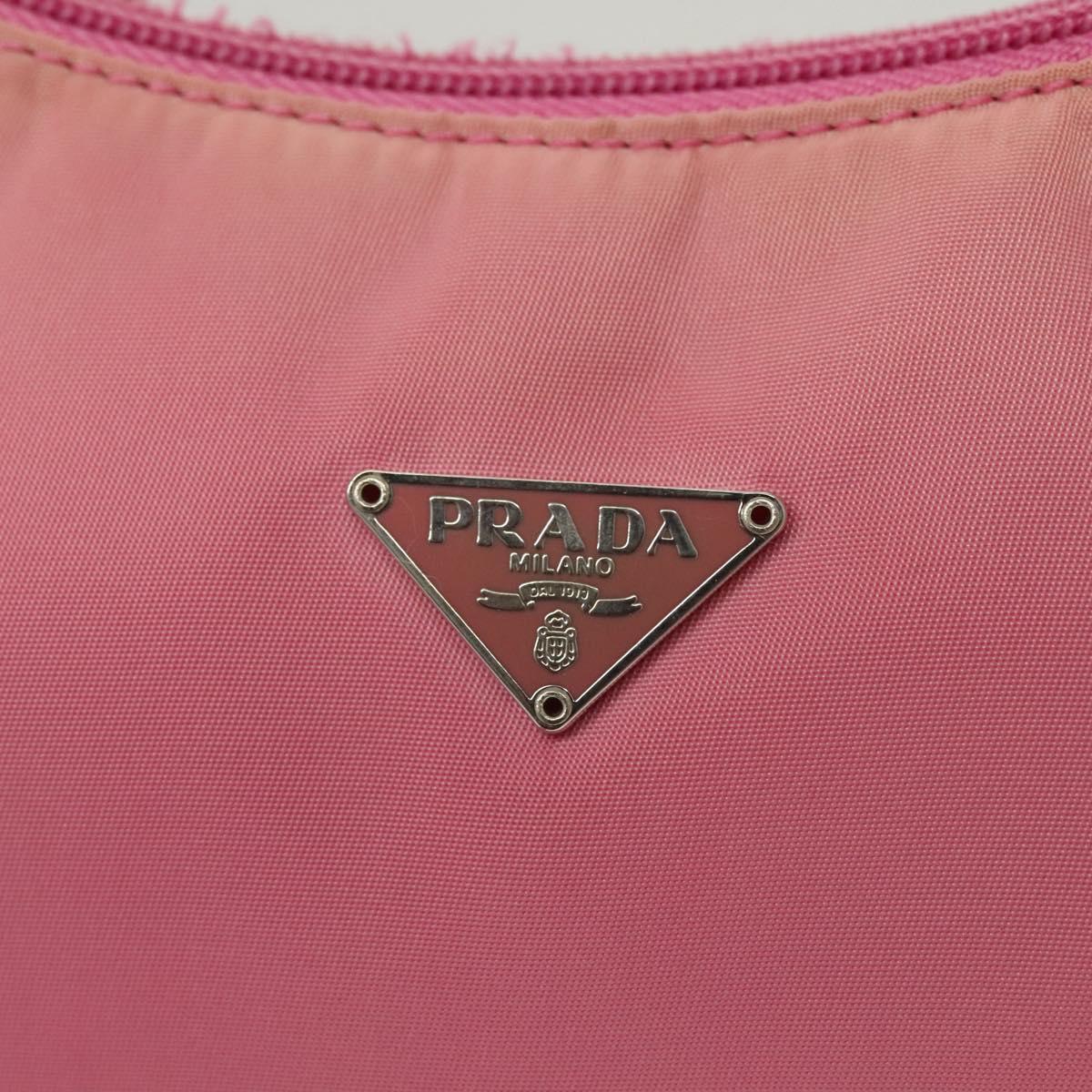 PRADA Hand Bag Nylon Pink Silver Auth 139525