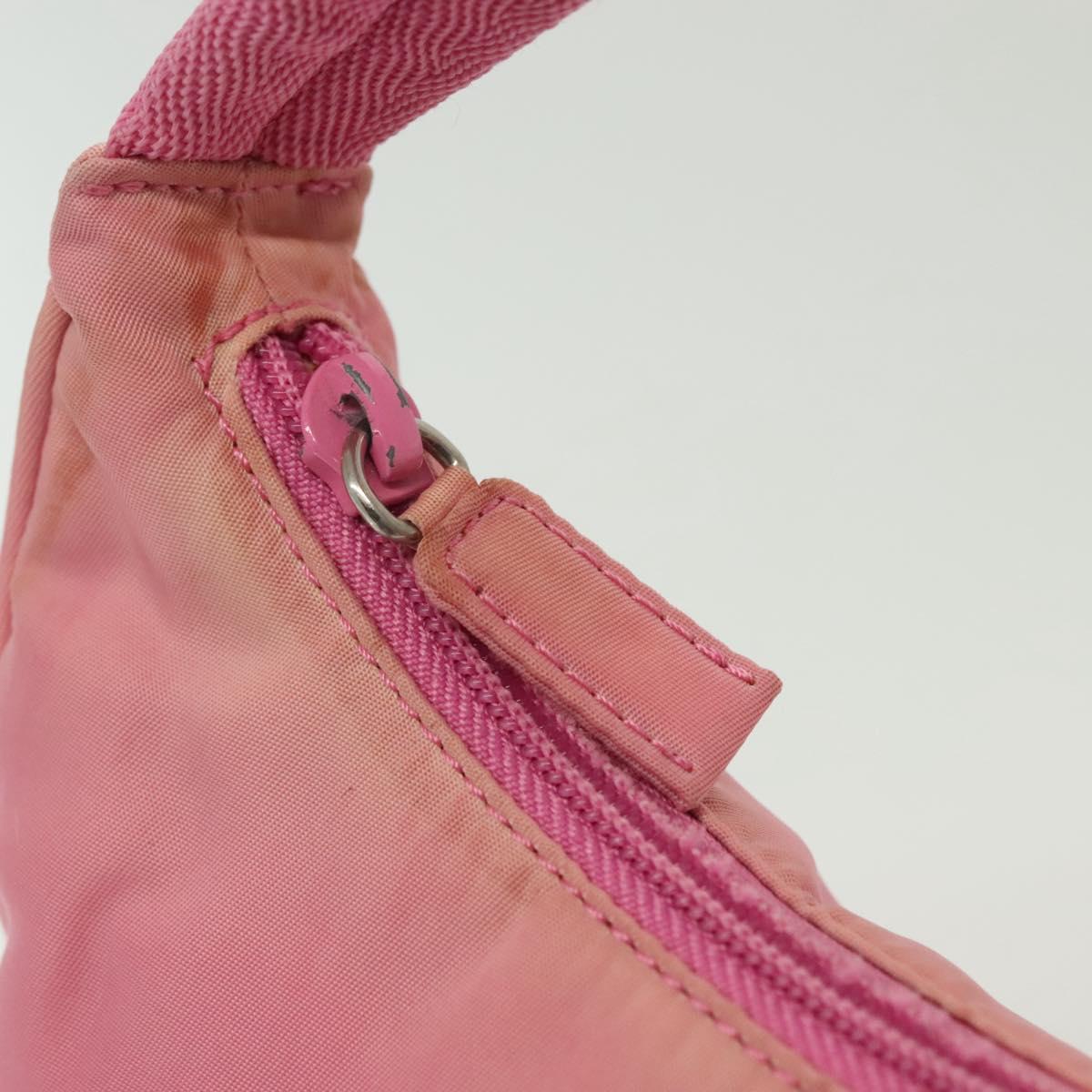 PRADA Hand Bag Nylon Pink Silver Auth 139525