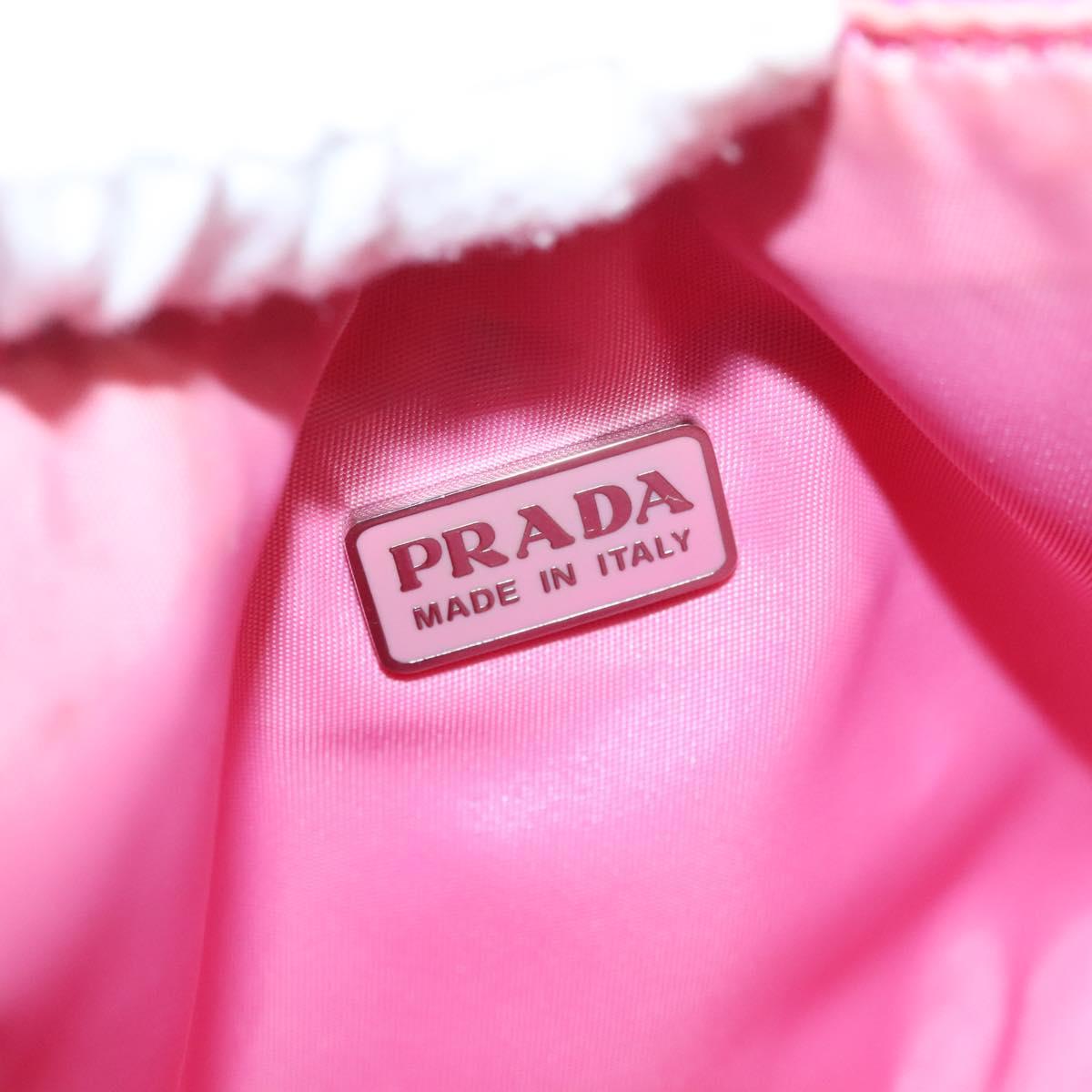 PRADA Hand Bag Nylon Pink Silver Auth 139525