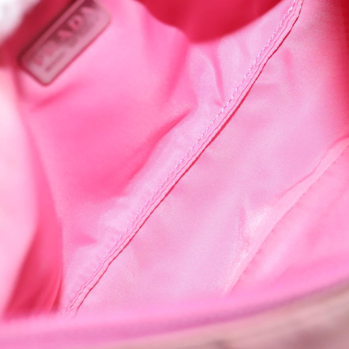 PRADA Hand Bag Nylon Pink Silver Auth 139525