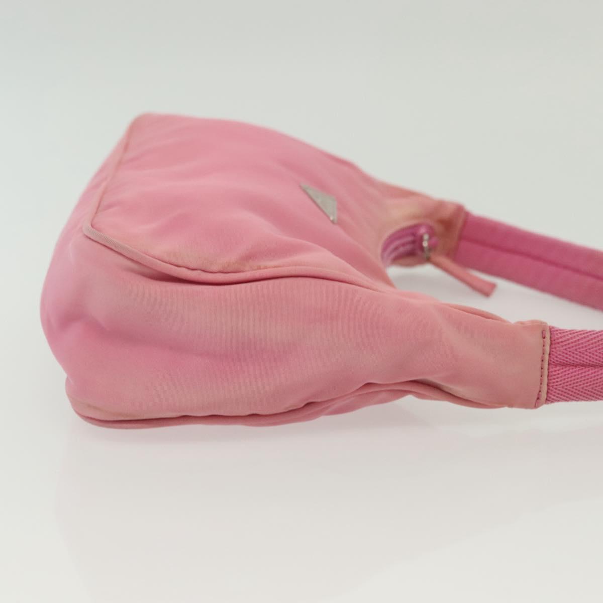 PRADA Hand Bag Nylon Pink Silver Auth 139525