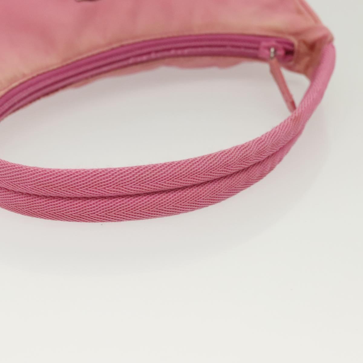 PRADA Hand Bag Nylon Pink Silver Auth 139525