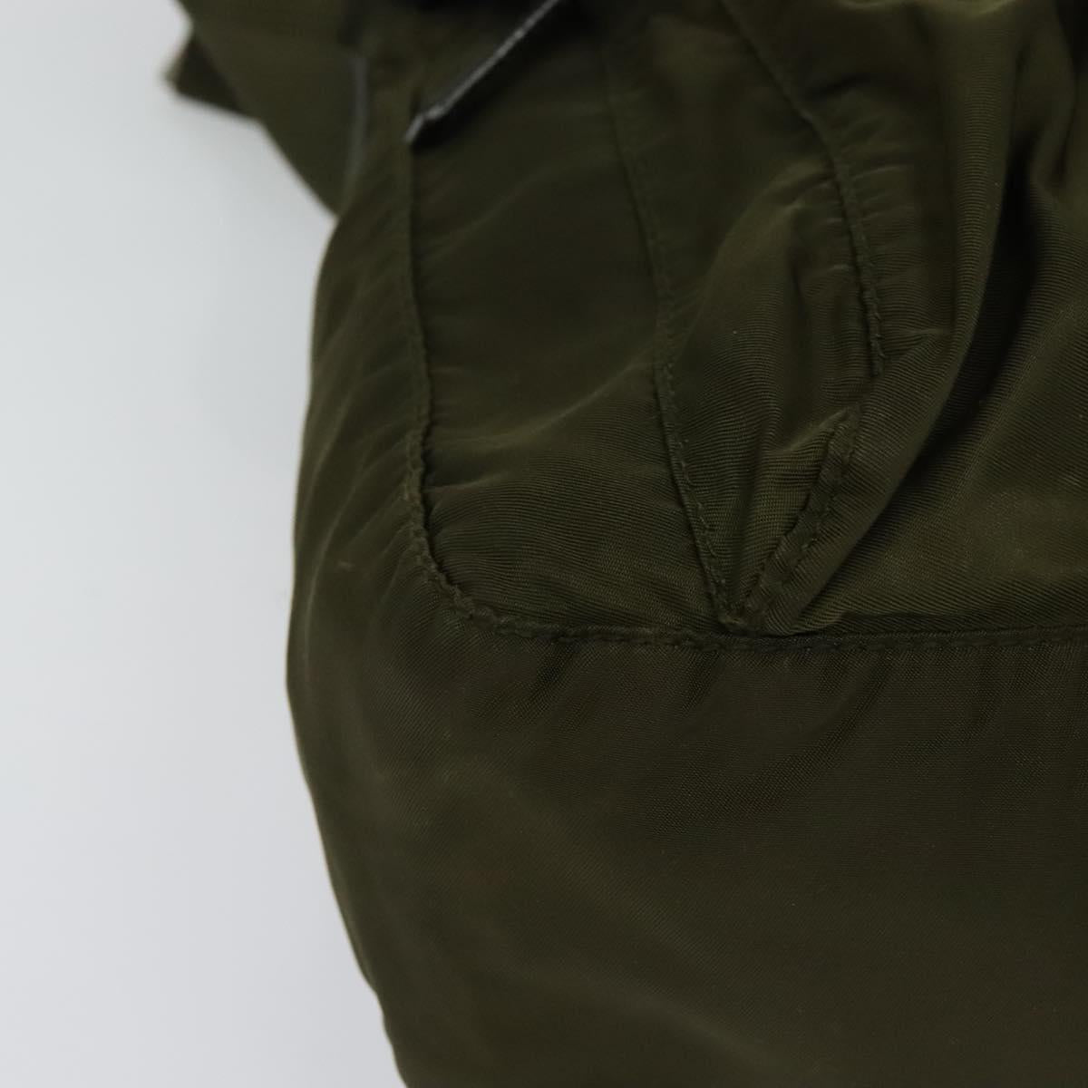 PRADA Shoulder Bag Nylon Khaki Silver Auth 139526