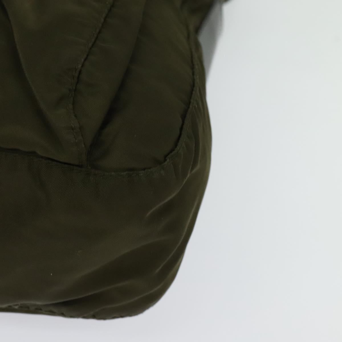 PRADA Shoulder Bag Nylon Khaki Silver Auth 139526