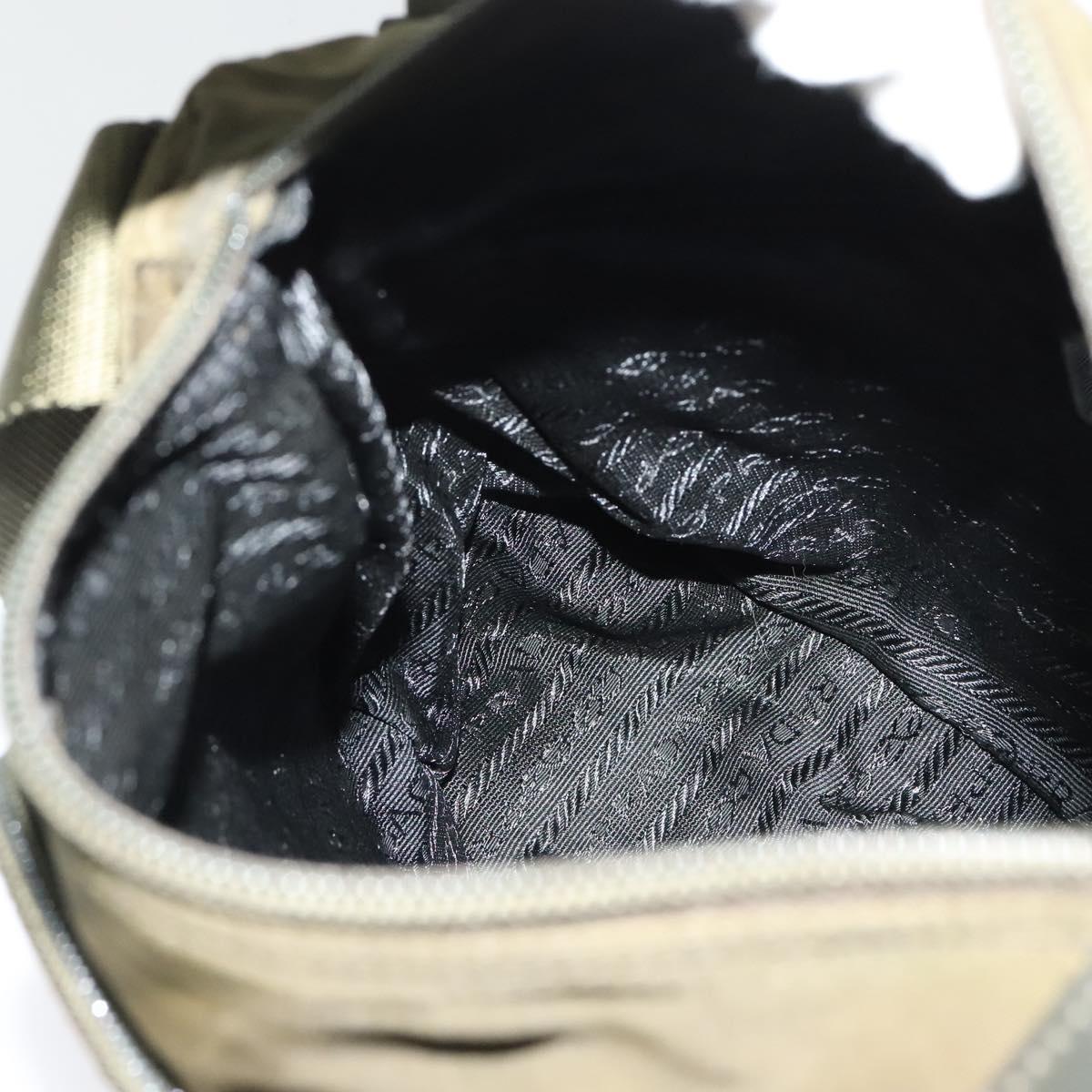 PRADA Shoulder Bag Nylon Khaki Silver Auth 139526