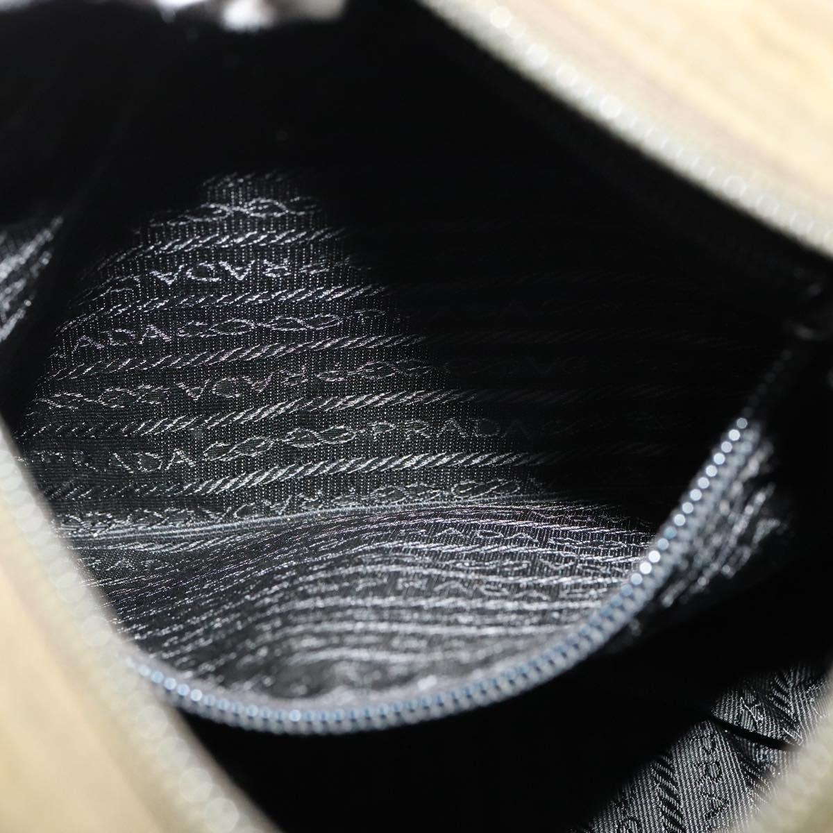 PRADA Shoulder Bag Nylon Khaki Silver Auth 139526