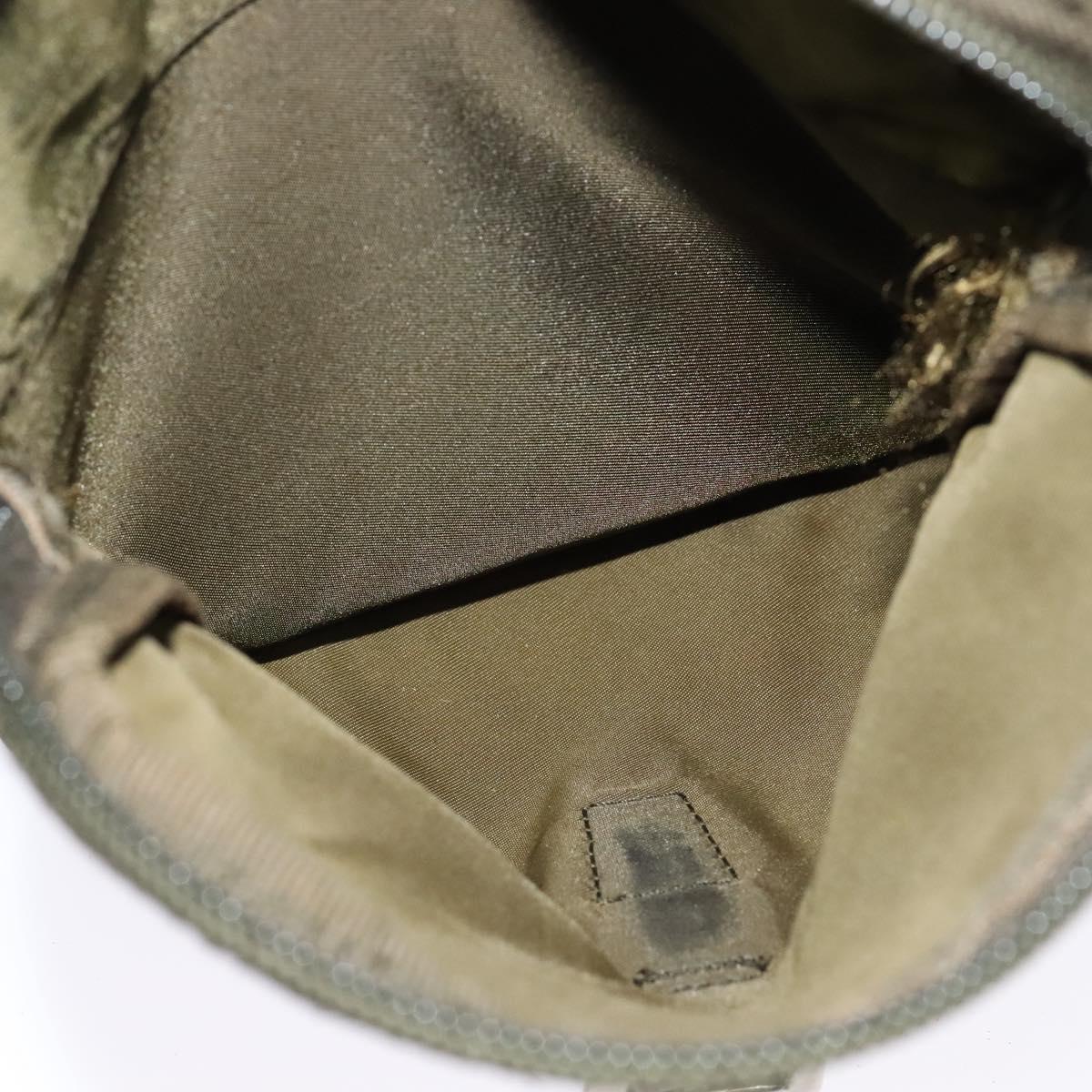 PRADA Shoulder Bag Nylon Khaki Silver Auth 139526
