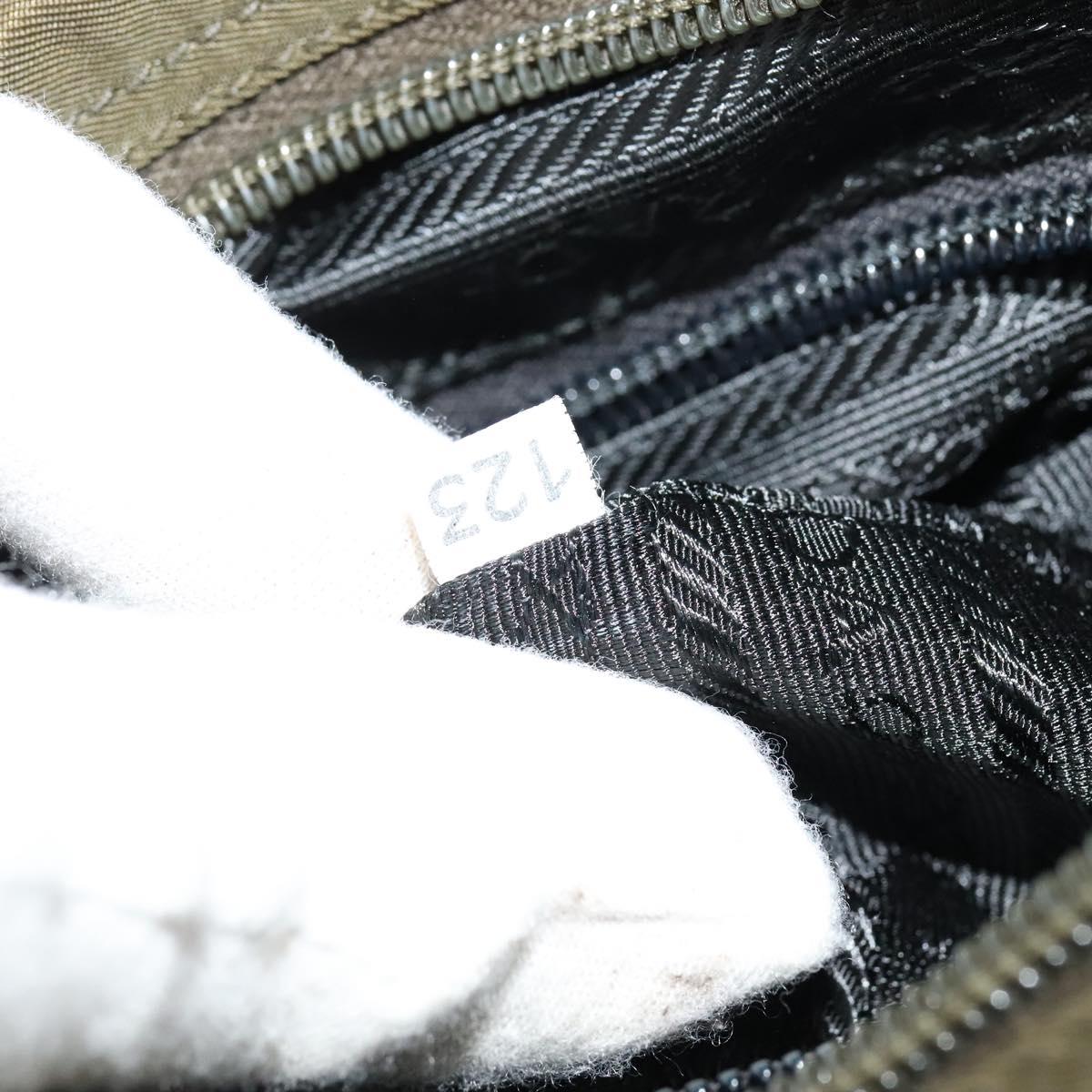 PRADA Shoulder Bag Nylon Khaki Silver Auth 139526