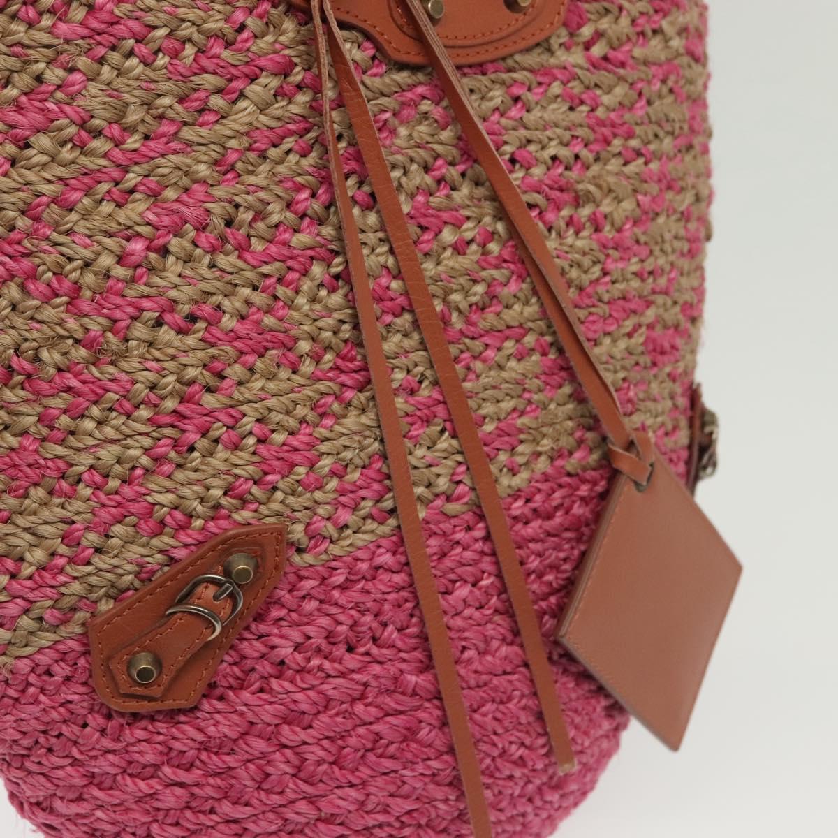 BALENCIAGA Vanier Tote Bag Raffia Pink 286370 Auth 139539