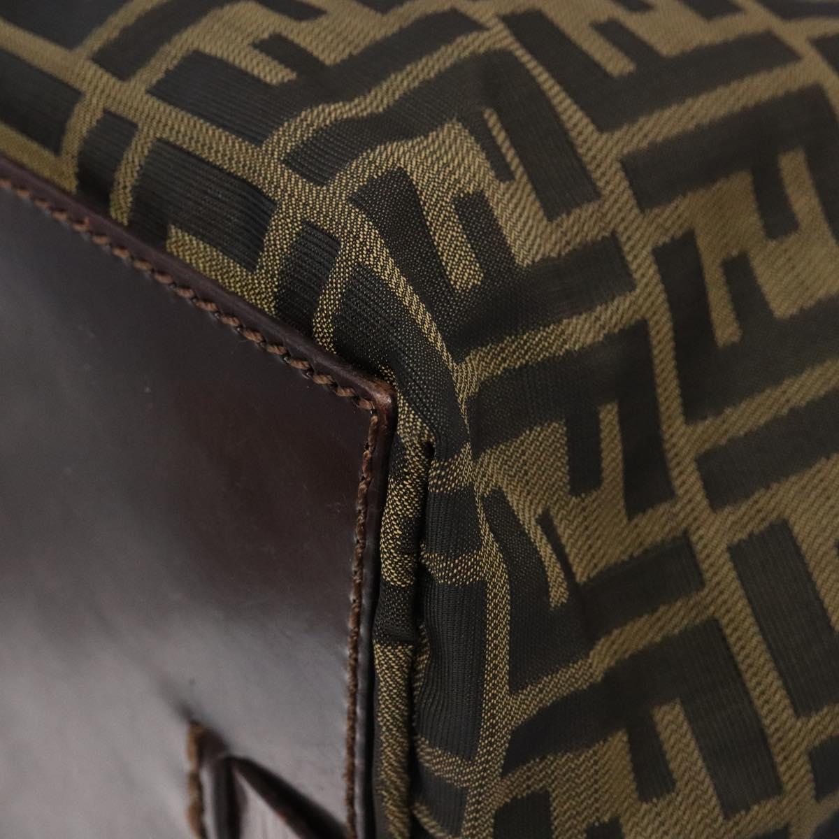FENDI Zucca Canvas Hand Bag Black Brown Auth 139541