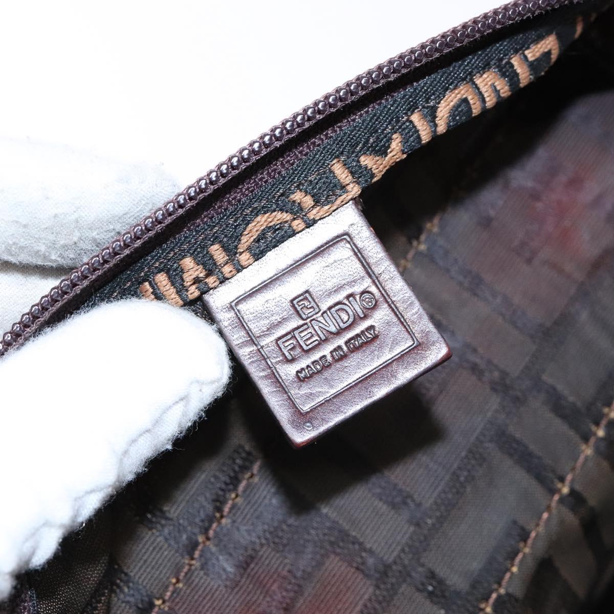 FENDI Zucca Canvas Hand Bag Black Brown Auth 139541