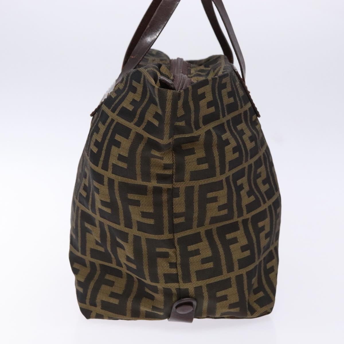 FENDI Zucca Canvas Hand Bag Black Brown Auth 139541