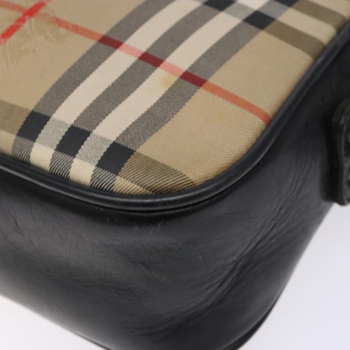 Burberrys Nova Check Shoulder Bag Canvas Beige Gold Auth 139542