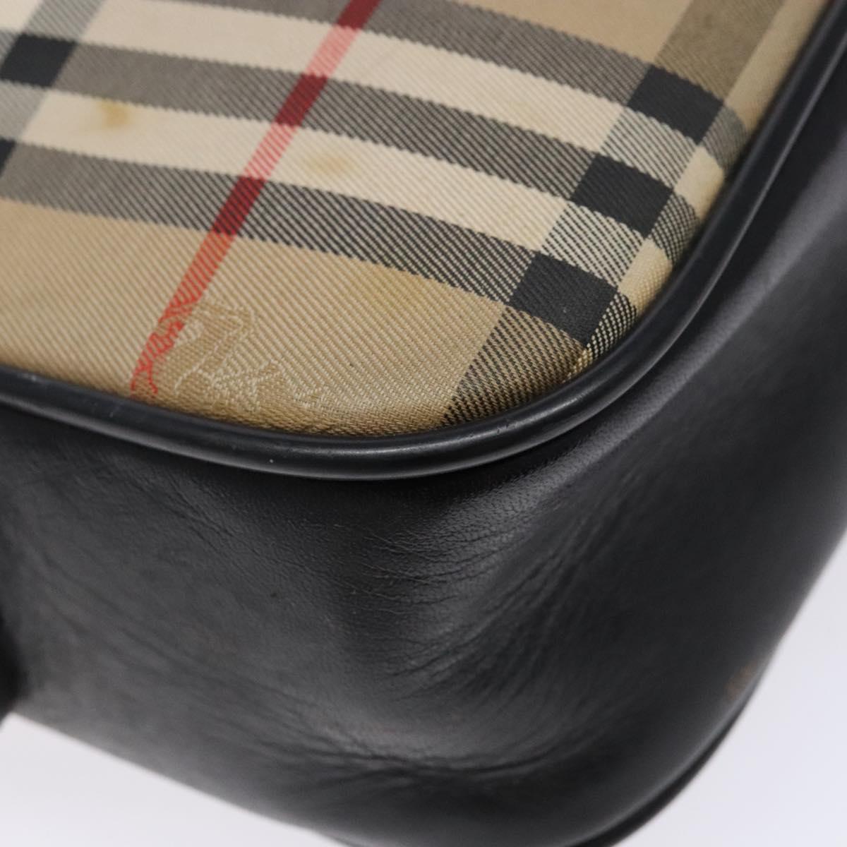 Burberrys Nova Check Shoulder Bag Canvas Beige Gold Auth 139542