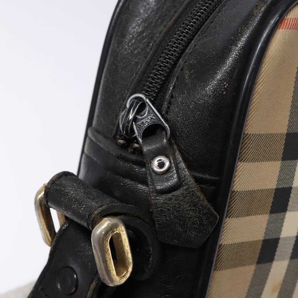 Burberrys Nova Check Shoulder Bag Canvas Beige Gold Auth 139542