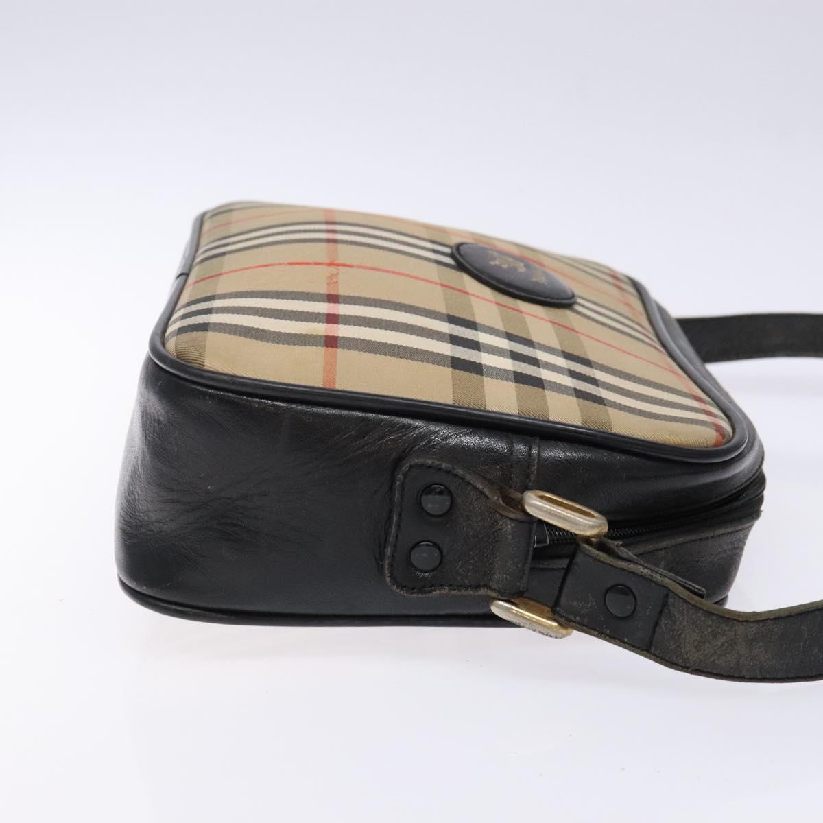 Burberrys Nova Check Shoulder Bag Canvas Beige Gold Auth 139542