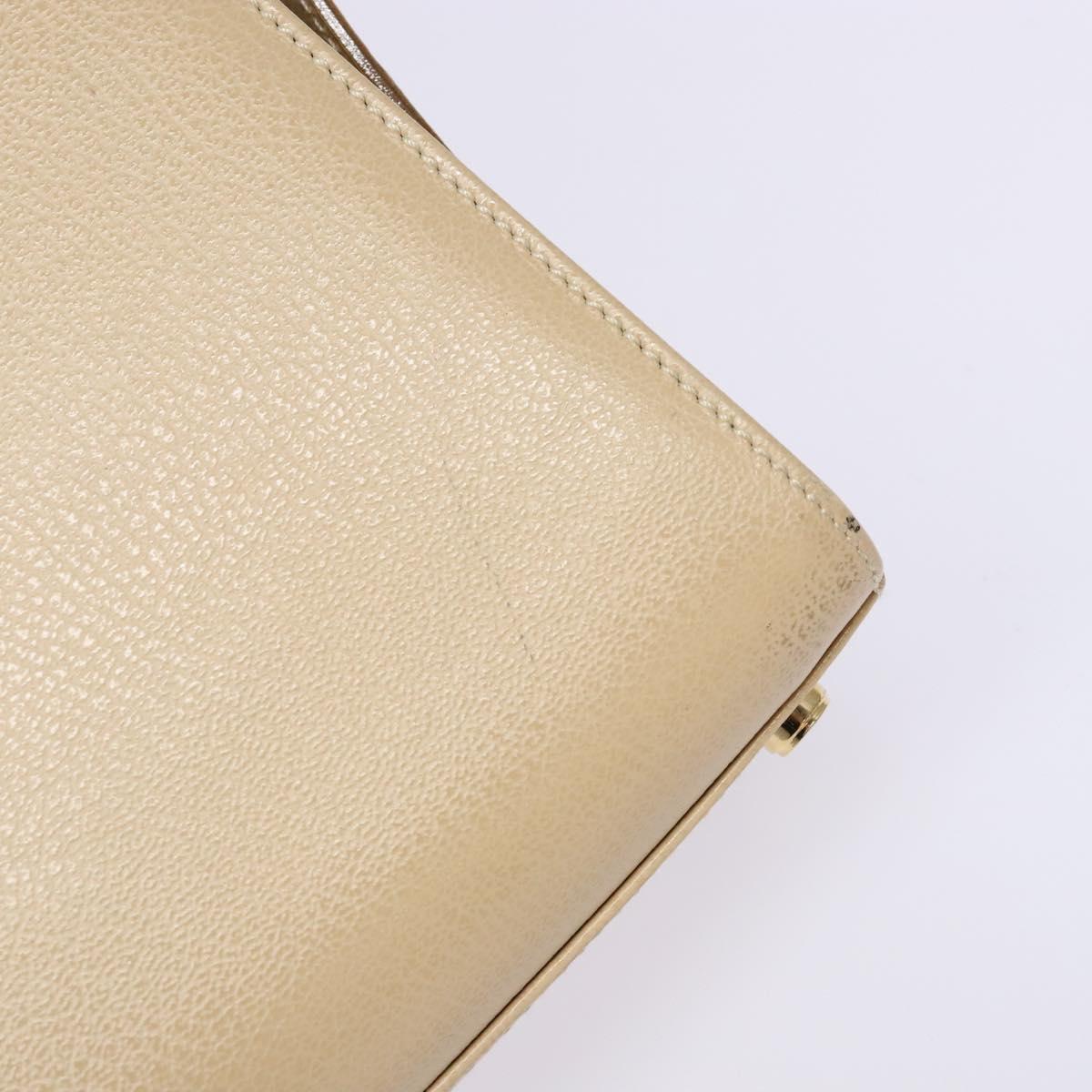 Salvatore Ferragamo Gancini Hand Bag Leather Ivory Gold Auth 139544