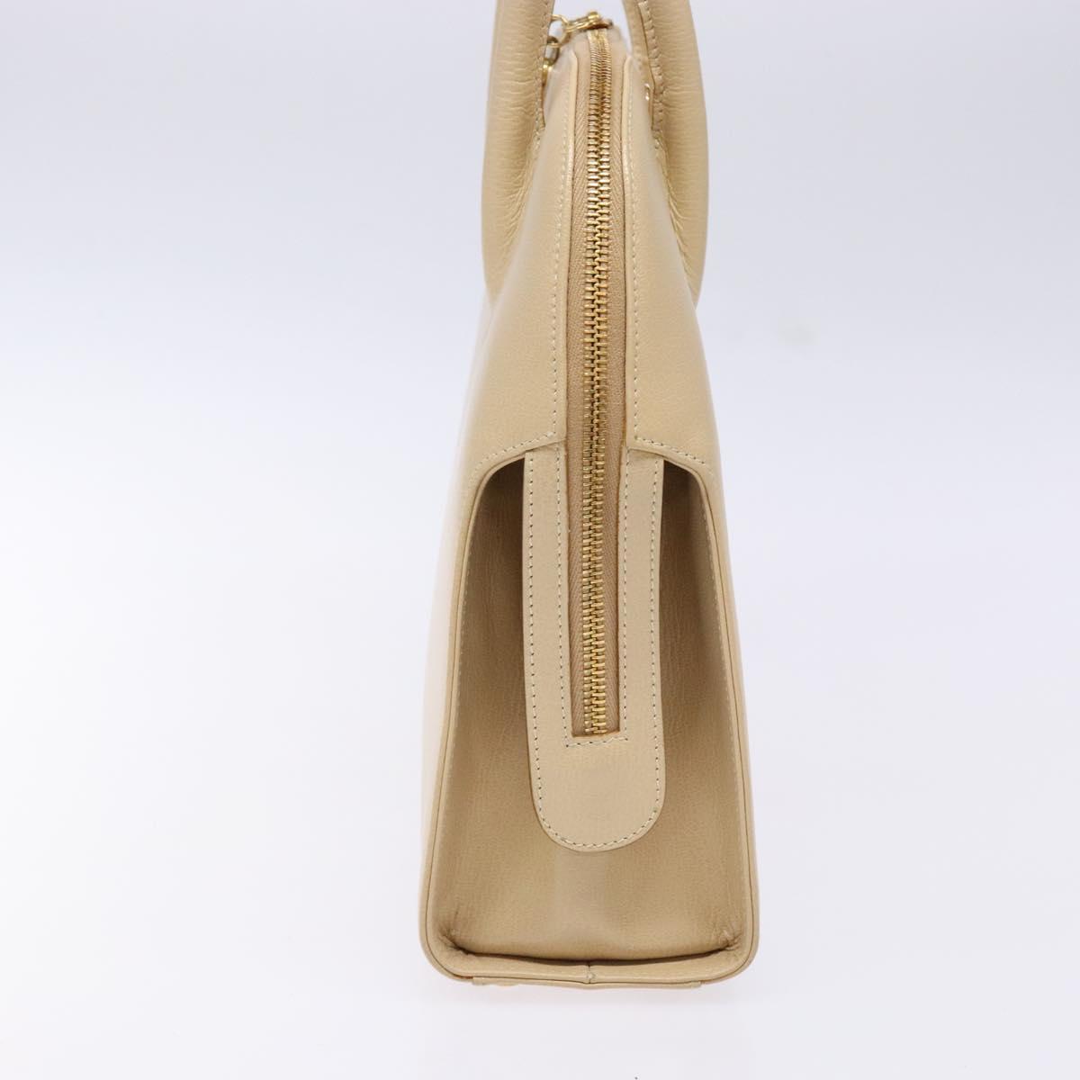 Salvatore Ferragamo Gancini Hand Bag Leather Ivory Gold Auth 139544