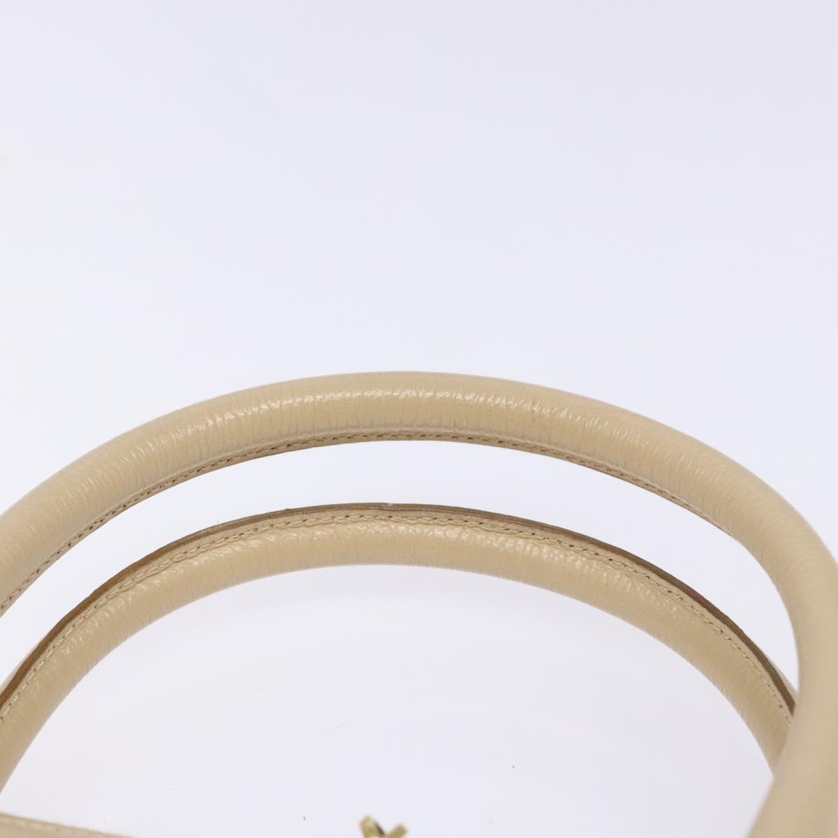 Salvatore Ferragamo Gancini Hand Bag Leather Ivory Gold Auth 139544