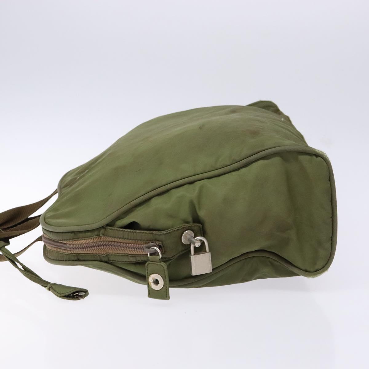 PRADA Hand Bag Nylon Green Silver Auth 139545