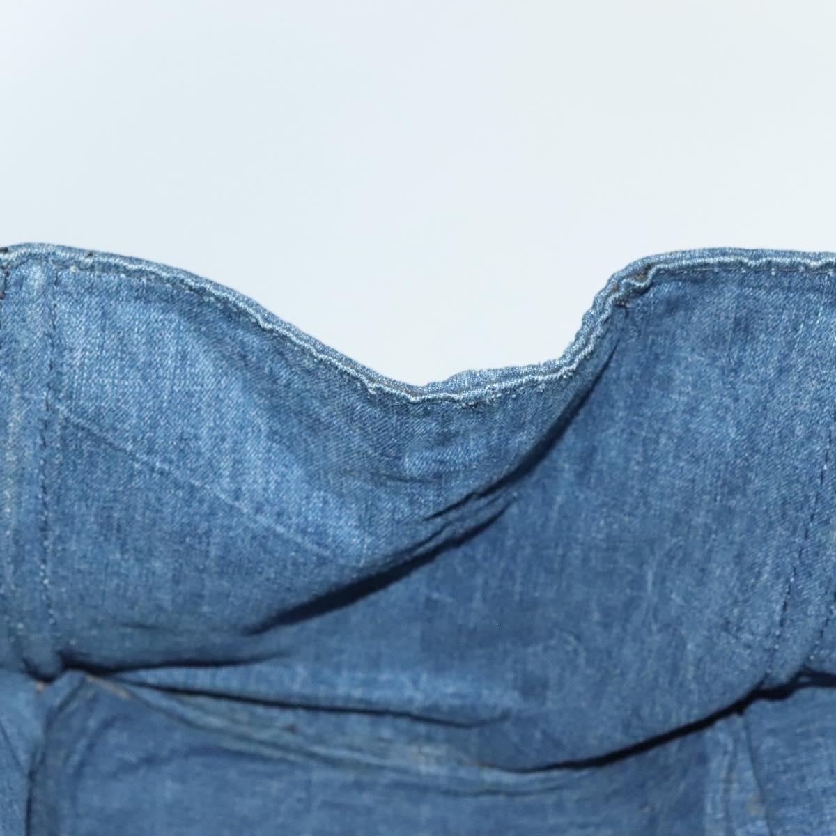 PRADA Canapa GM Hand Bag Denim Blue Gold Auth 139546