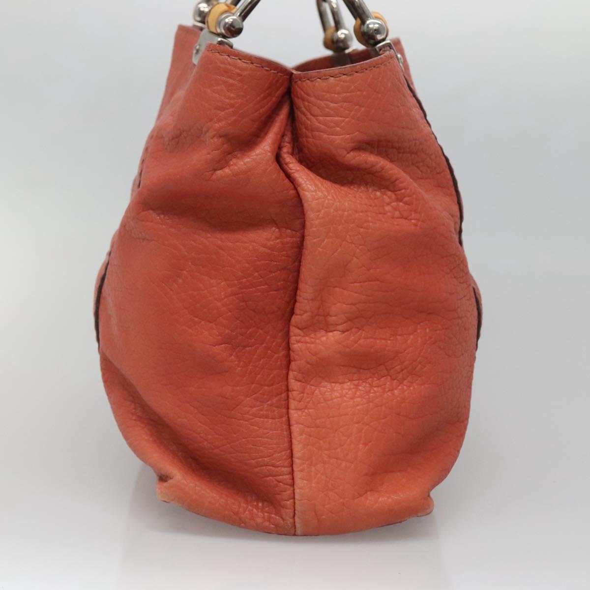 GUCCI Bamboo Tote Bag Leather Red Silver 232947 Auth 139547