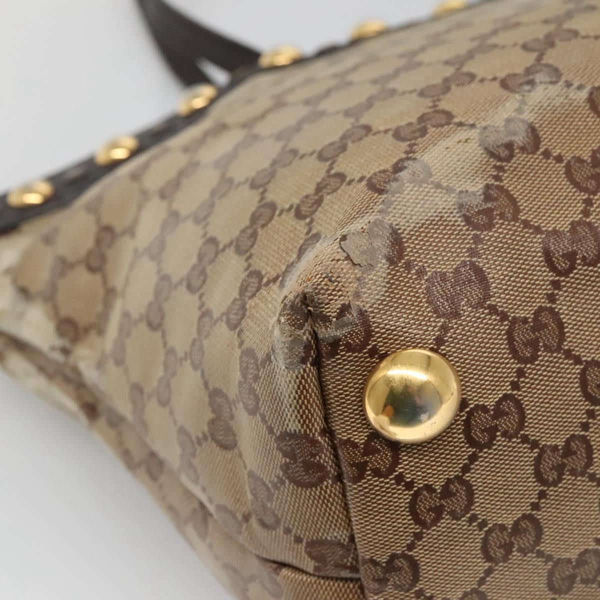 GUCCI GG Crystal Tote Bag Coated Canvas Beige Gold 207291 Auth 139548