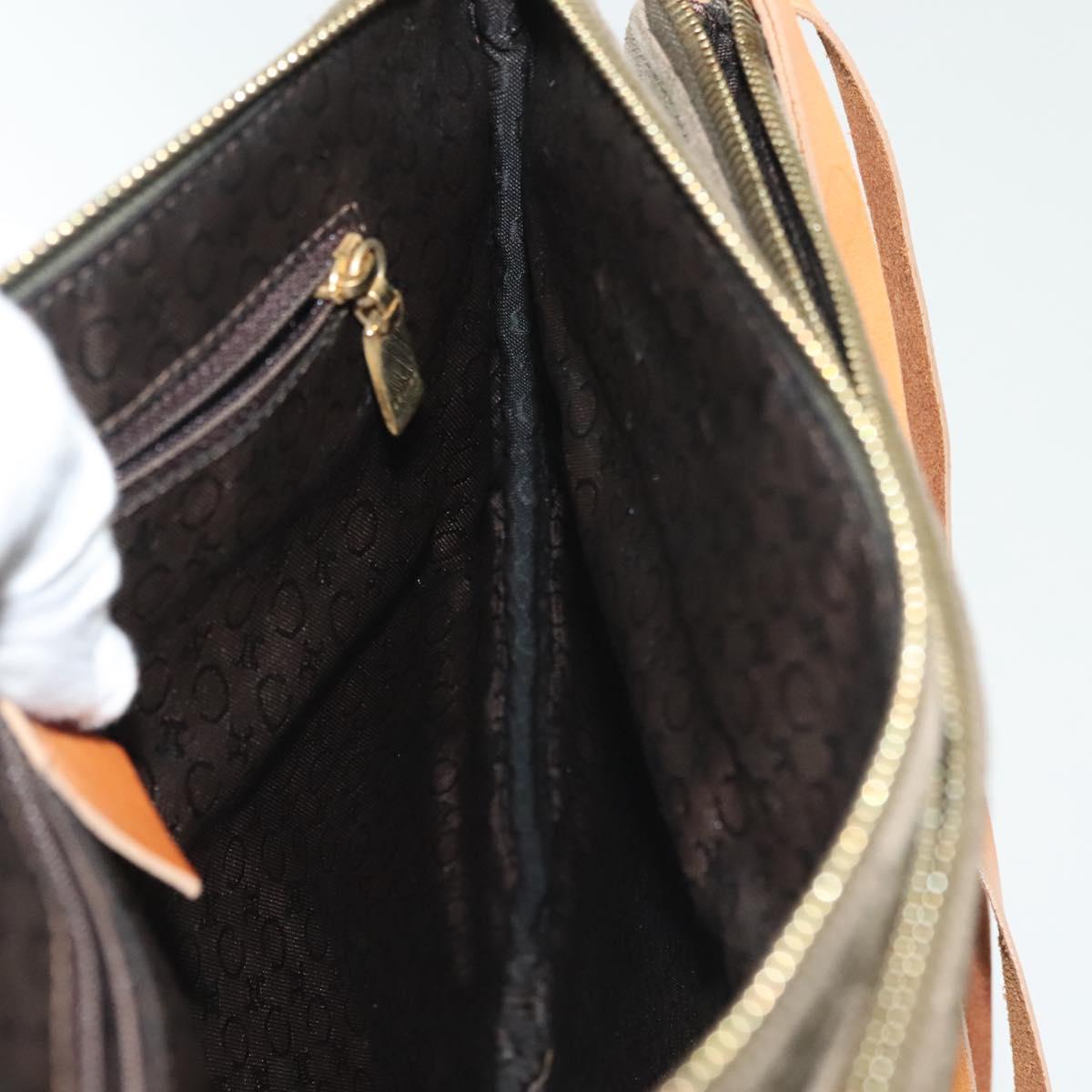 CELINE C Macadam Canvas Shoulder Bag Suede Brown Gold Auth 139556