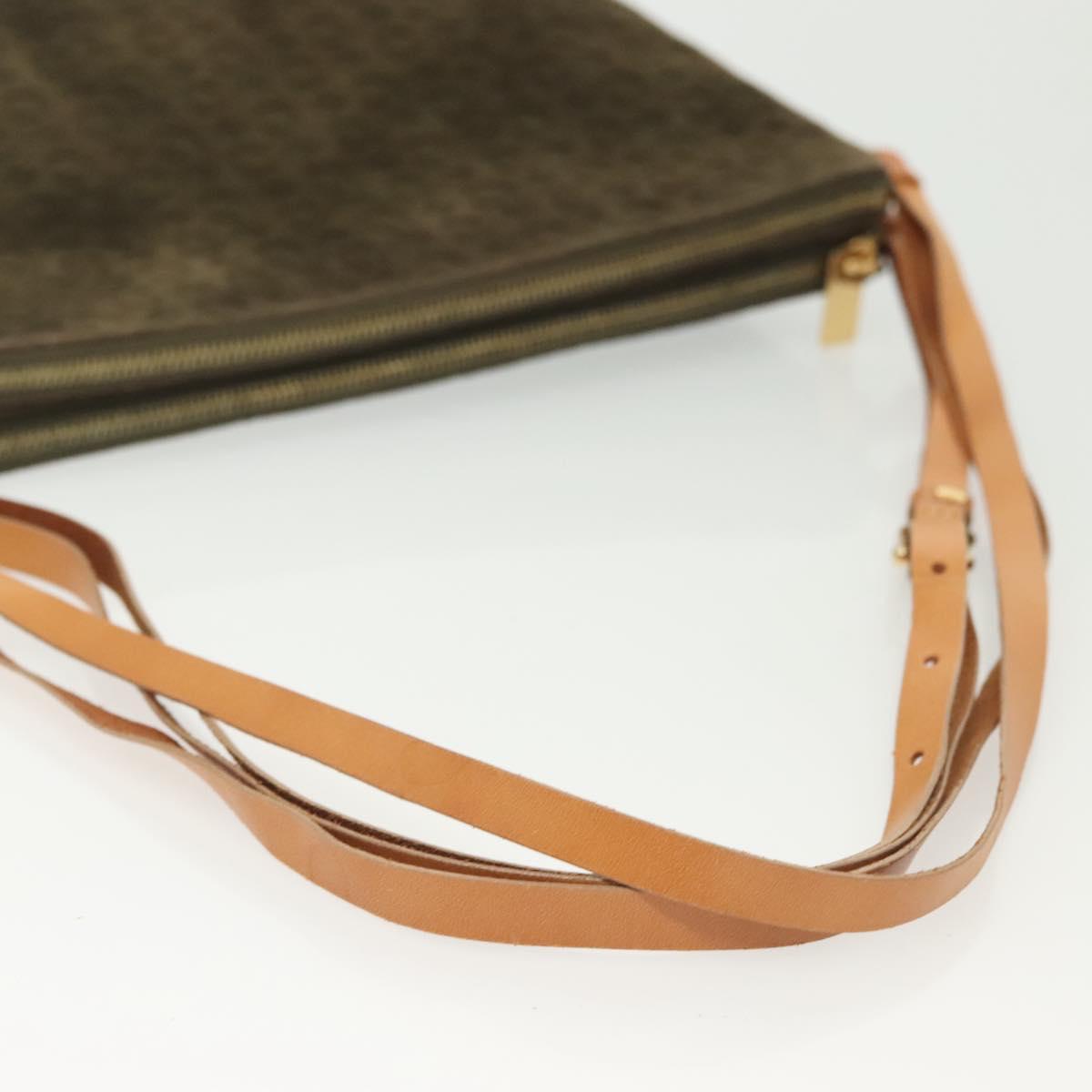 CELINE C Macadam Canvas Shoulder Bag Suede Brown Gold Auth 139556