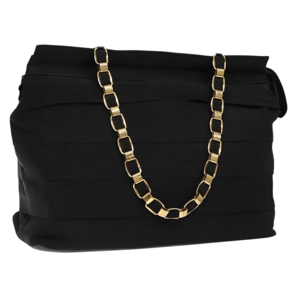 Salvatore Ferragamo Vala Tote Bag Nylon Black Gold Auth 139557