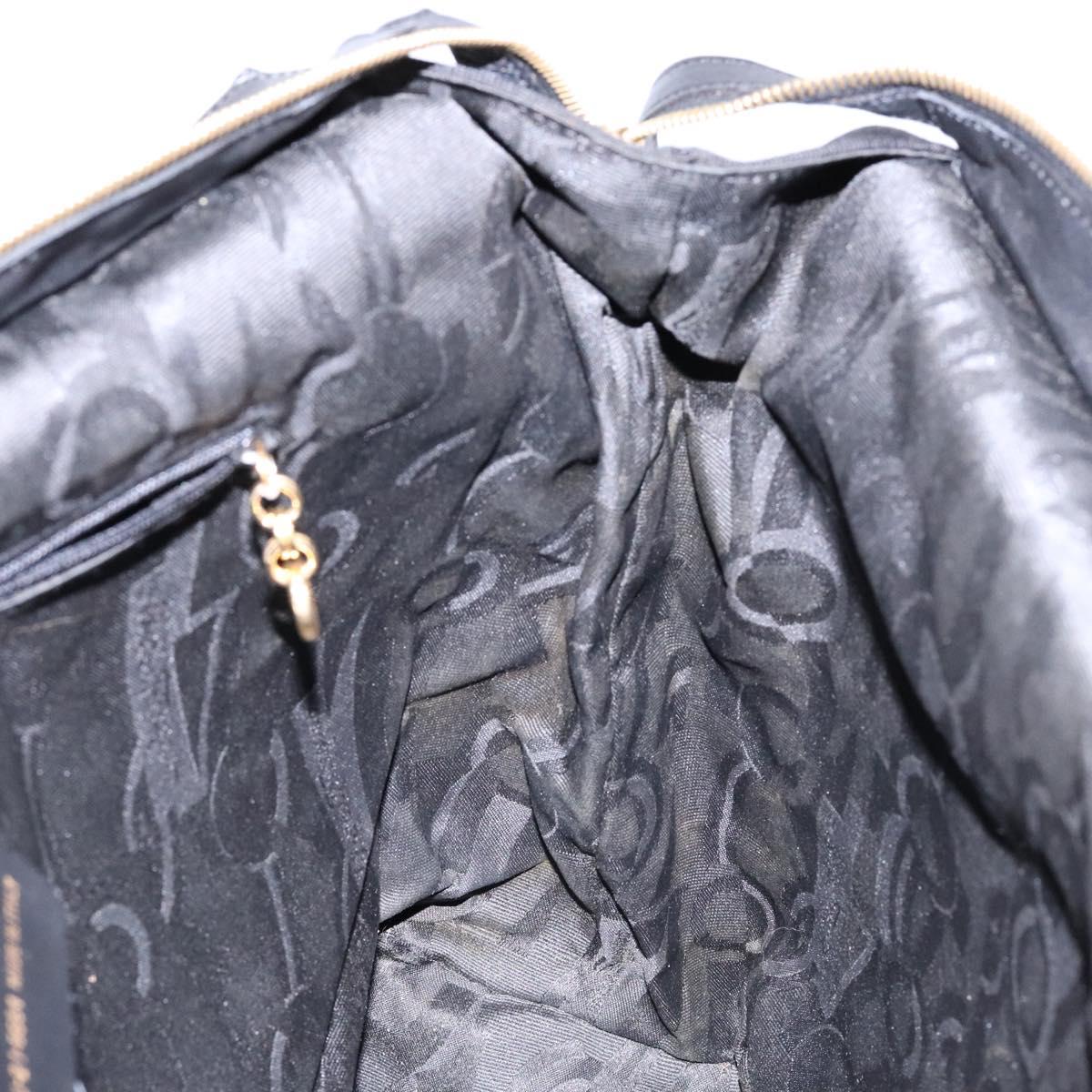 Salvatore Ferragamo Vala Tote Bag Nylon Black Gold Auth 139557