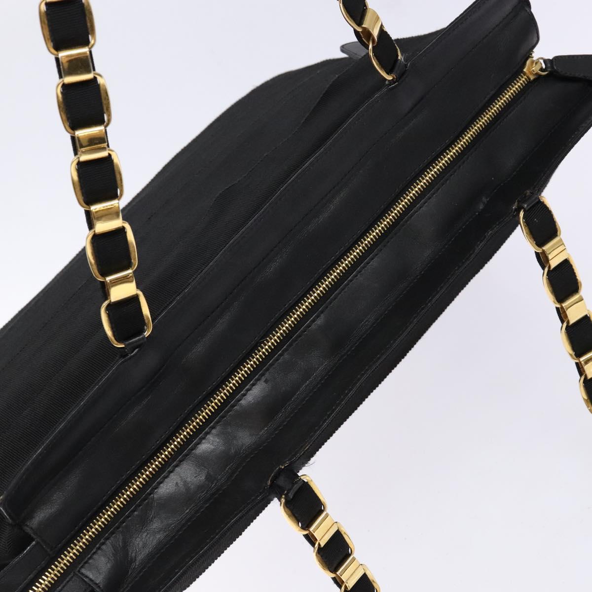 Salvatore Ferragamo Vala Tote Bag Nylon Black Gold Auth 139557