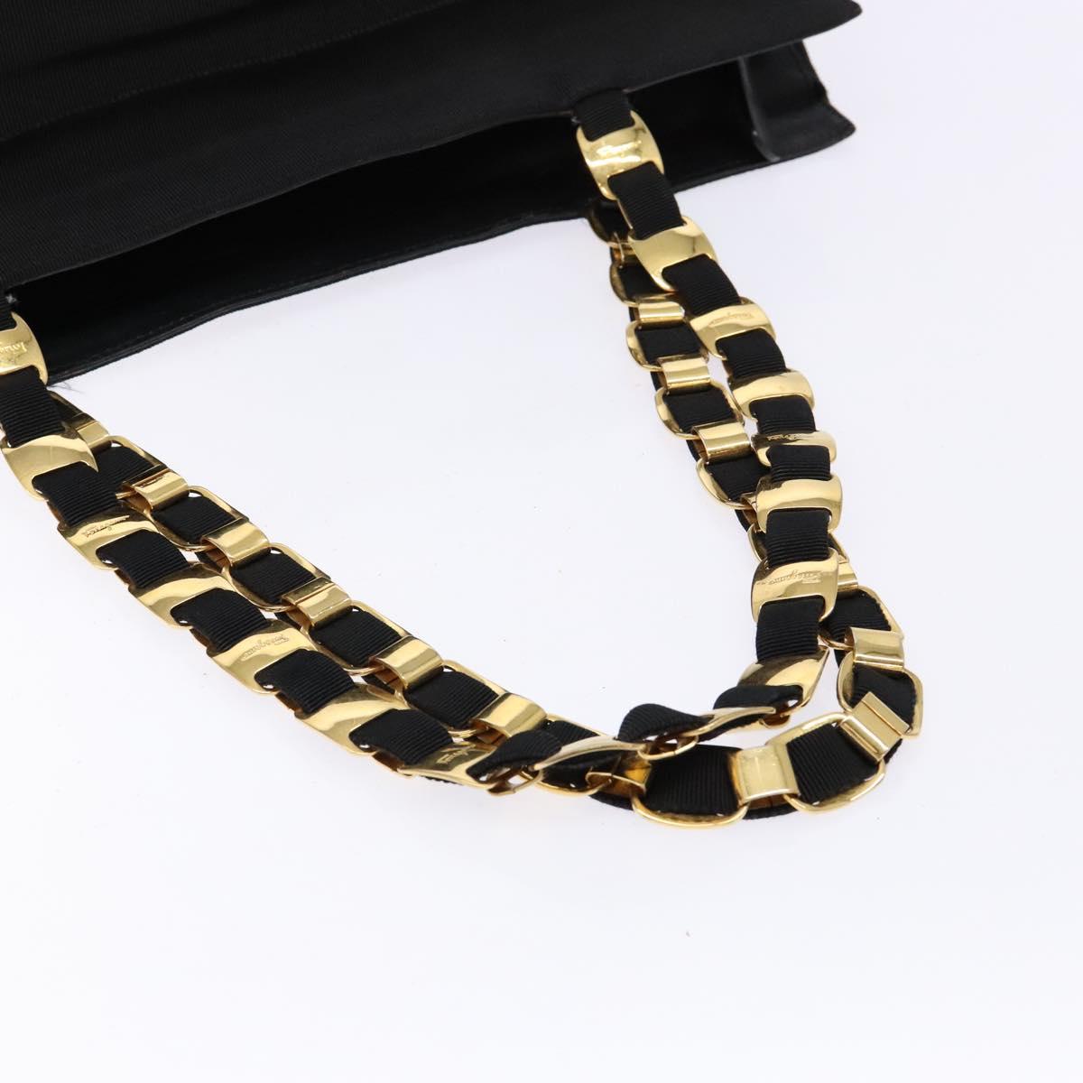 Salvatore Ferragamo Vala Tote Bag Nylon Black Gold Auth 139557