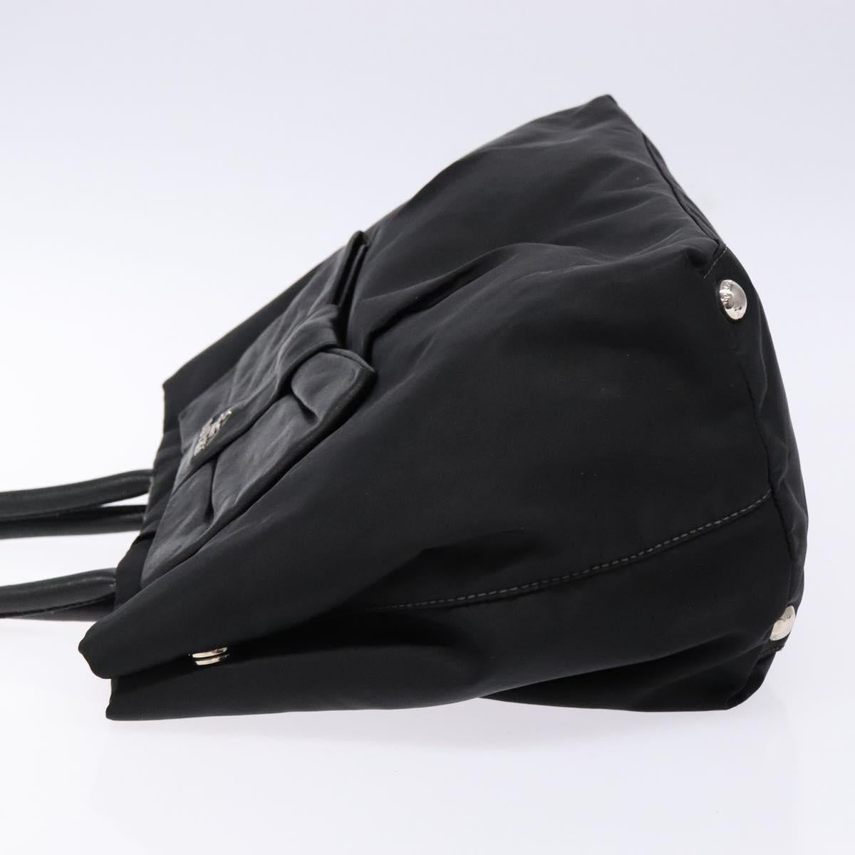 PRADA Hand Bag Nylon Silver Black Auth 139576