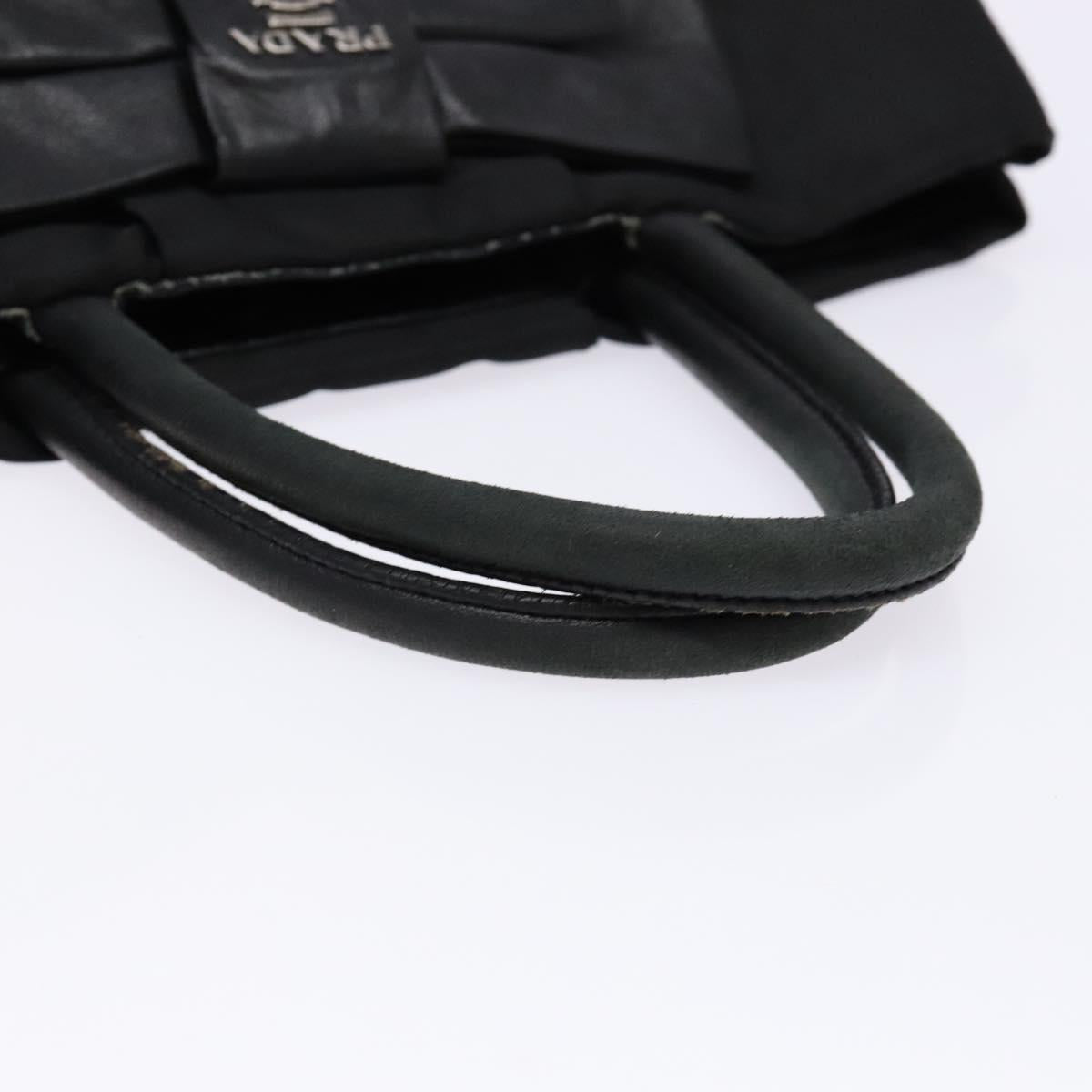 PRADA Hand Bag Nylon Silver Black Auth 139576