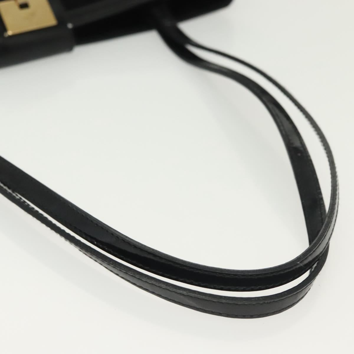 Salvatore Ferragamo Shoulder Bag Suede Black Gold Auth 139577