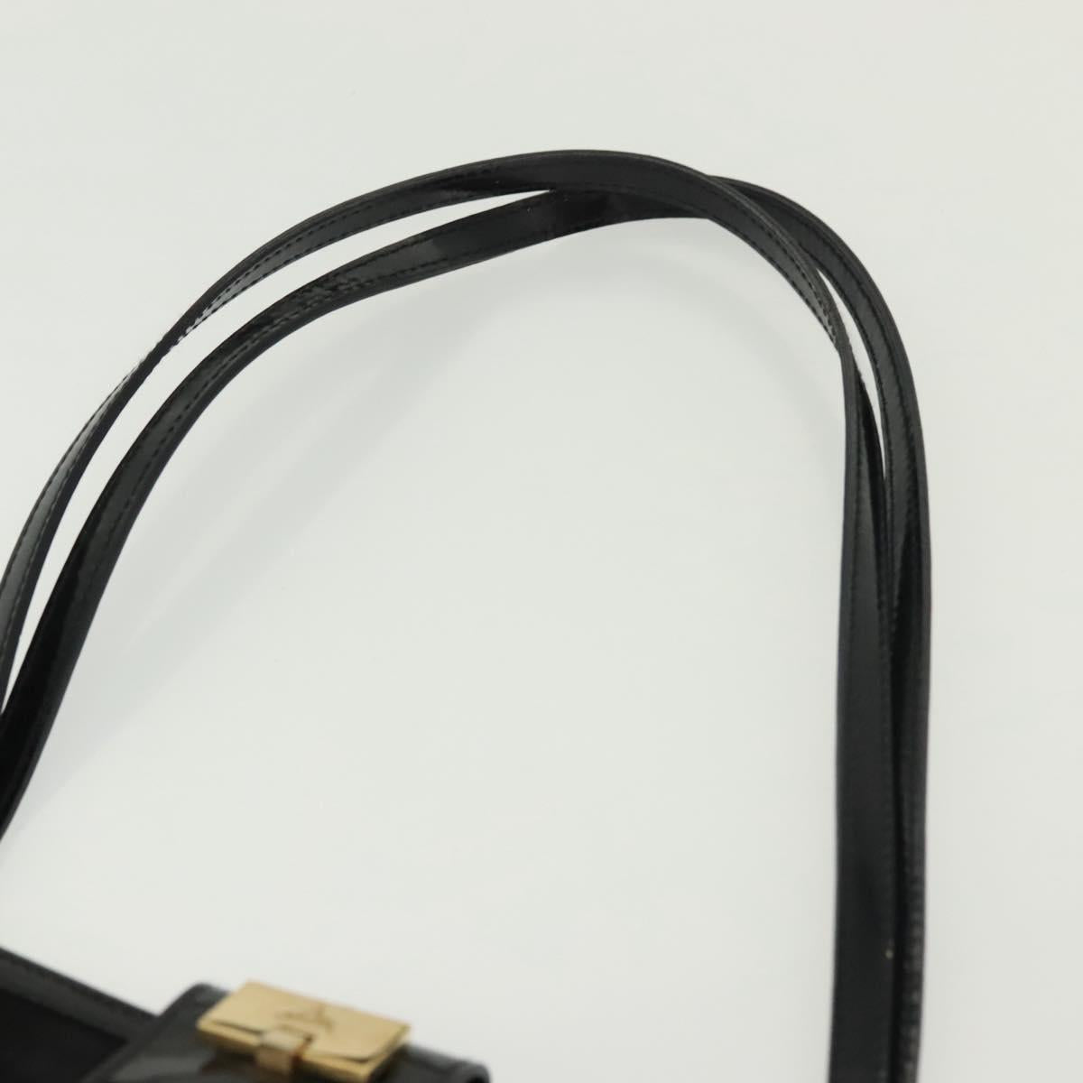 Salvatore Ferragamo Shoulder Bag Suede Black Gold Auth 139577