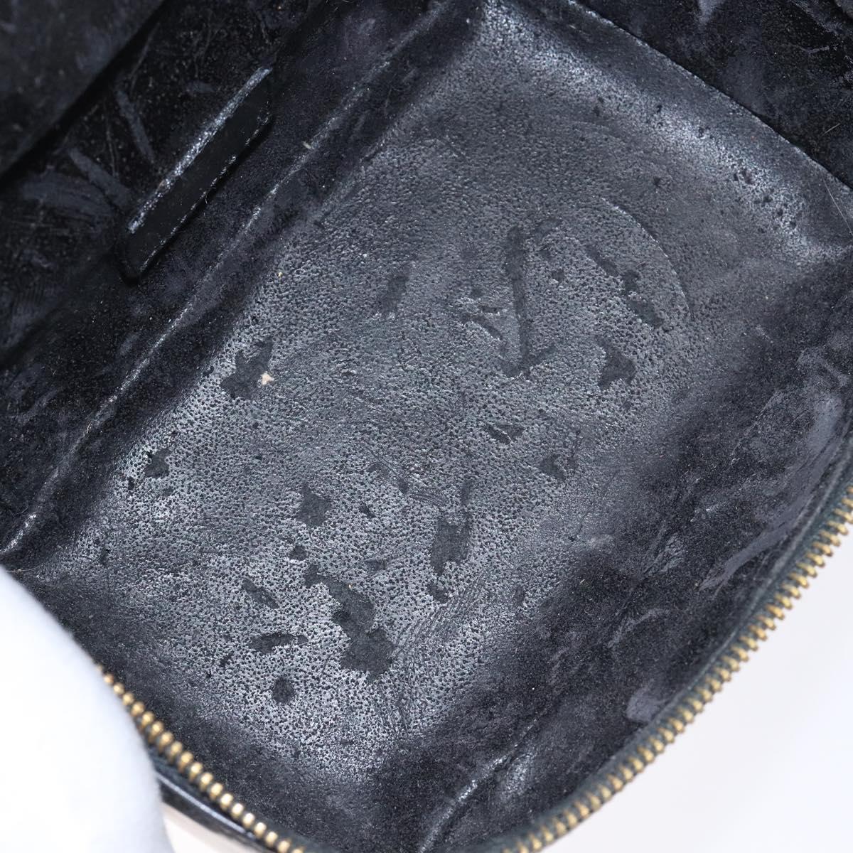 GUCCI Bamboo Vanity Hand Bag Patent leather Navy Gold 032 1705 0151 Auth 139591