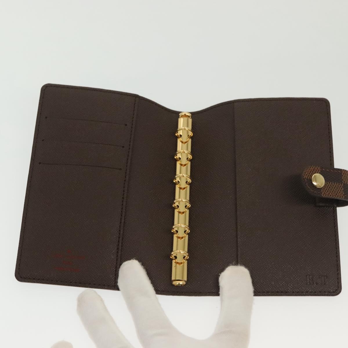 LOUIS VUITTON Damier Ebene Agenda PM Day Planner Cover R20700 LV Auth 139605