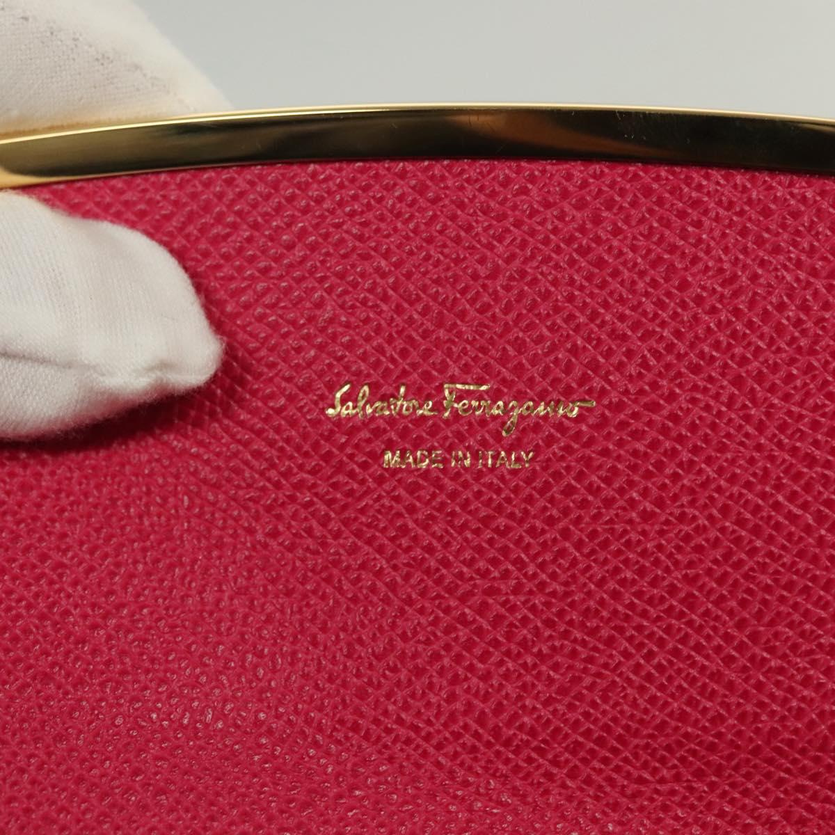 Salvatore Ferragamo Gancini Long Wallet Leather Pink Gold Auth 139609
