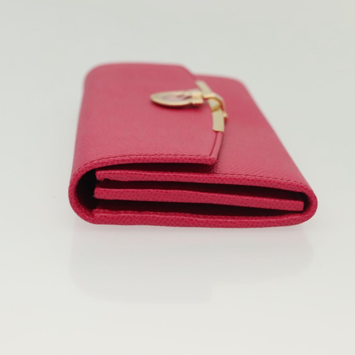 Salvatore Ferragamo Gancini Long Wallet Leather Pink Gold Auth 139609