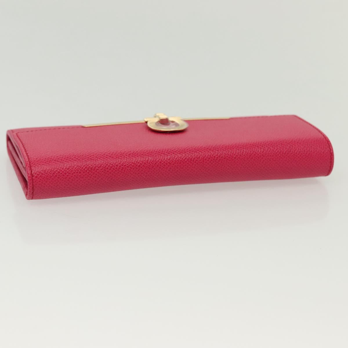 Salvatore Ferragamo Gancini Long Wallet Leather Pink Gold Auth 139609