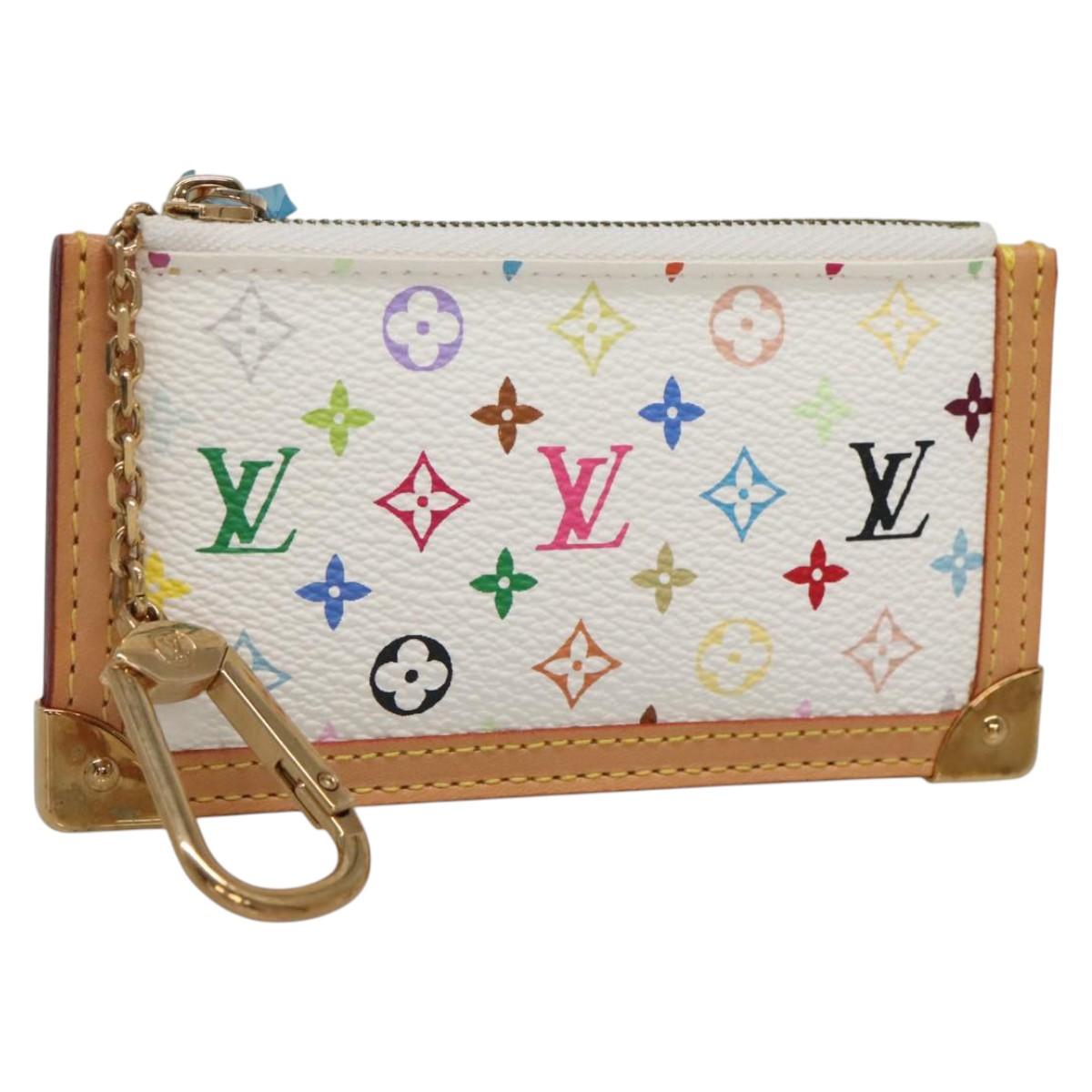 LOUIS VUITTON Multicolor Pochette Cles Coin Purse White M92655 LV Auth 139622V