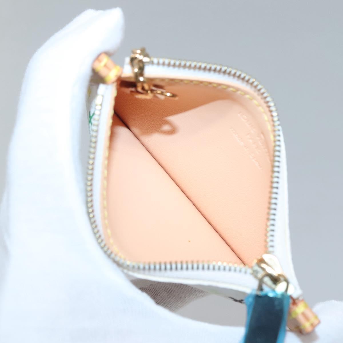 LOUIS VUITTON Multicolor Pochette Cles Coin Purse White M92655 LV Auth 139622V