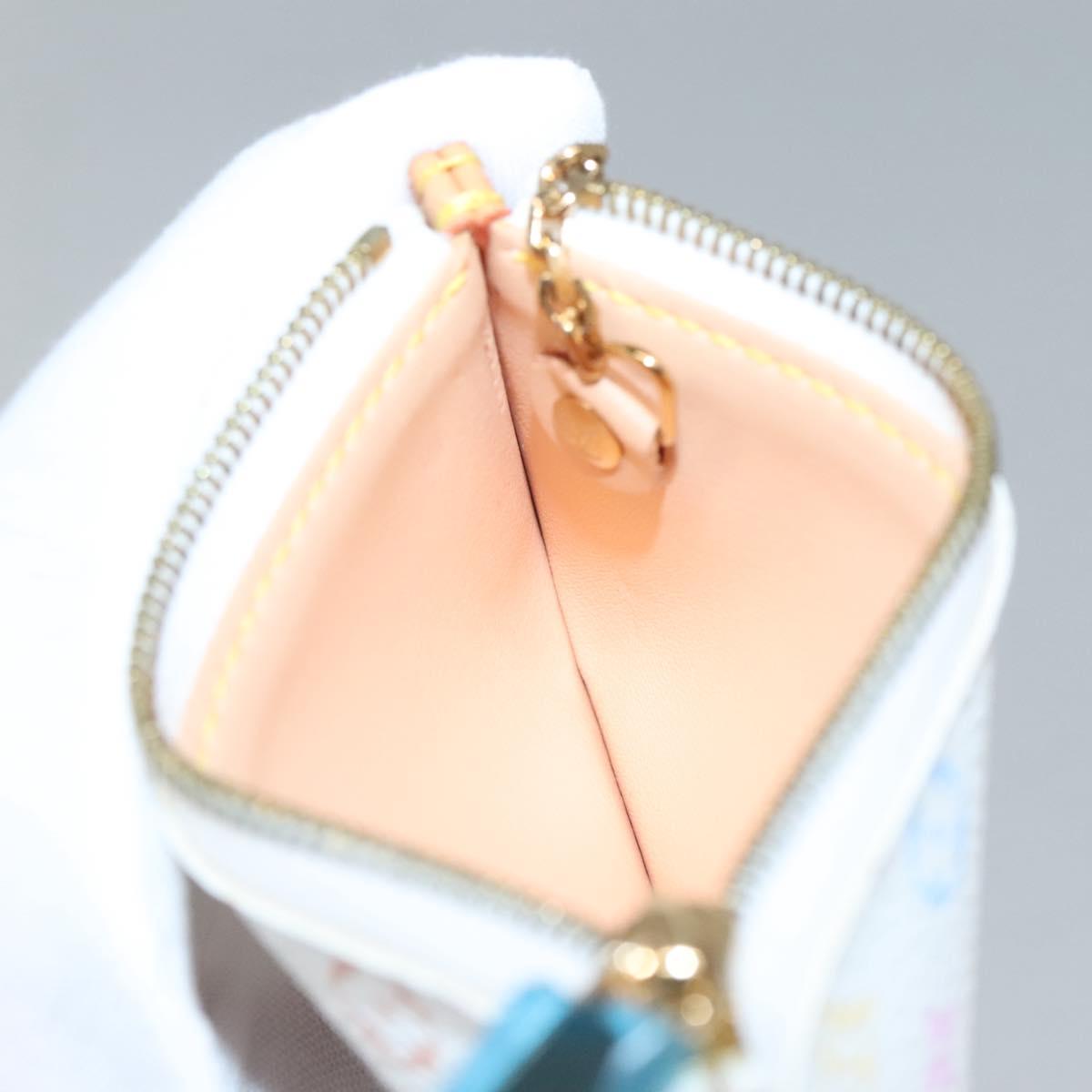 LOUIS VUITTON Multicolor Pochette Cles Coin Purse White M92655 LV Auth 139622V