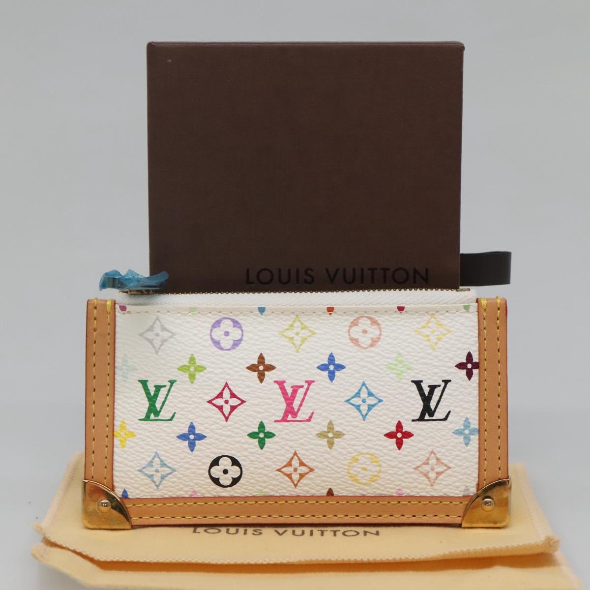 LOUIS VUITTON Multicolor Pochette Cles Coin Purse White M92655 LV Auth 139622V