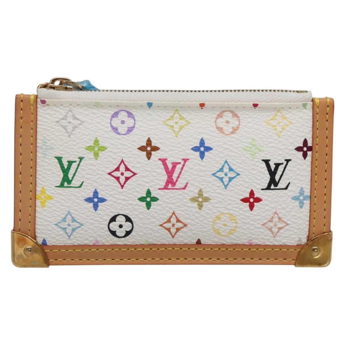 LOUIS VUITTON Multicolor Pochette Cles Coin Purse White M92655 LV Auth 139622V