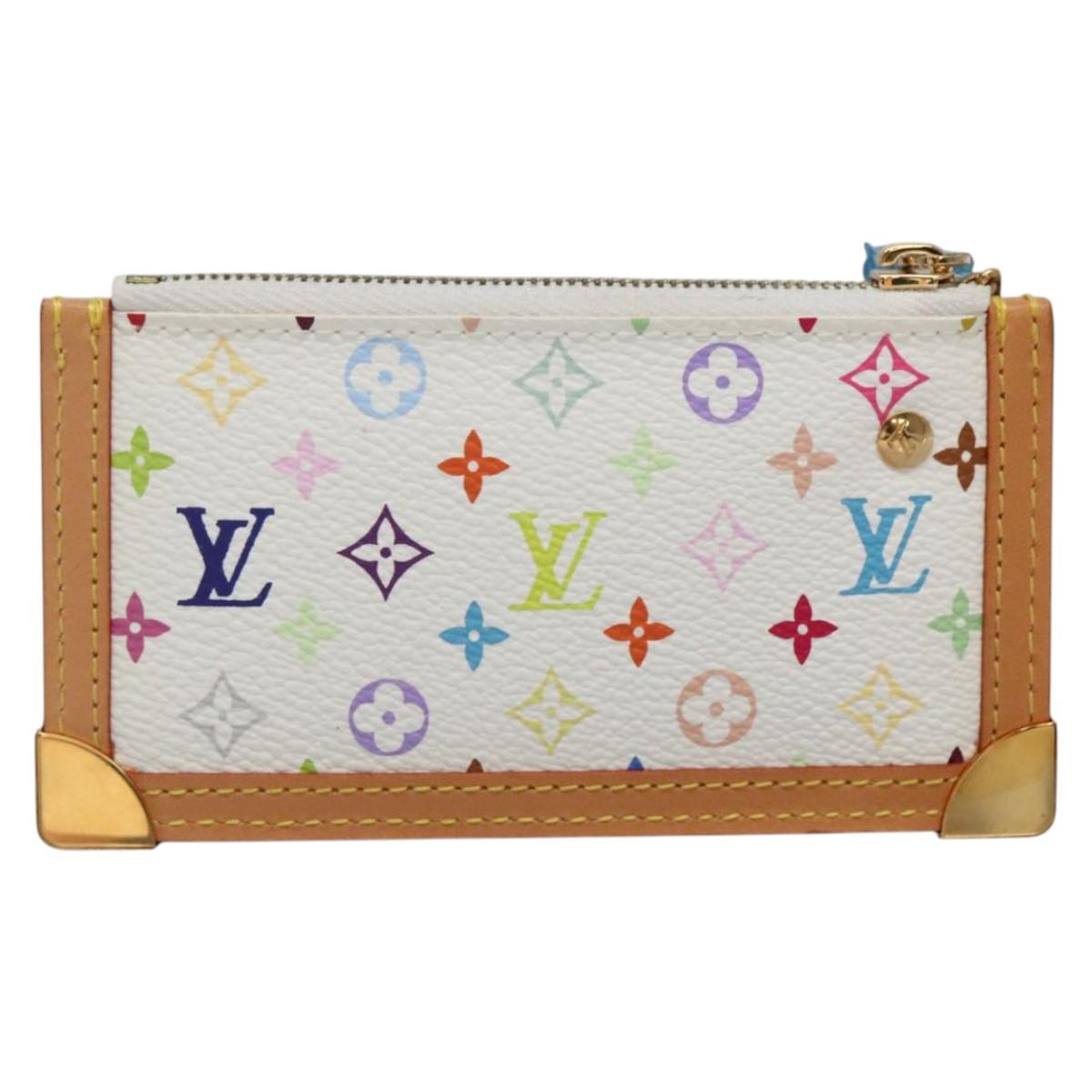 LOUIS VUITTON Multicolor Pochette Cles Coin Purse White M92655 LV Auth 139622V