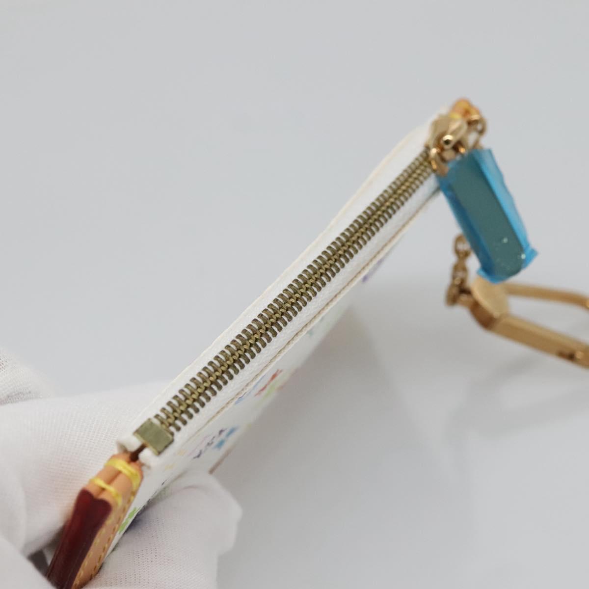 LOUIS VUITTON Multicolor Pochette Cles Coin Purse White M92655 LV Auth 139622V